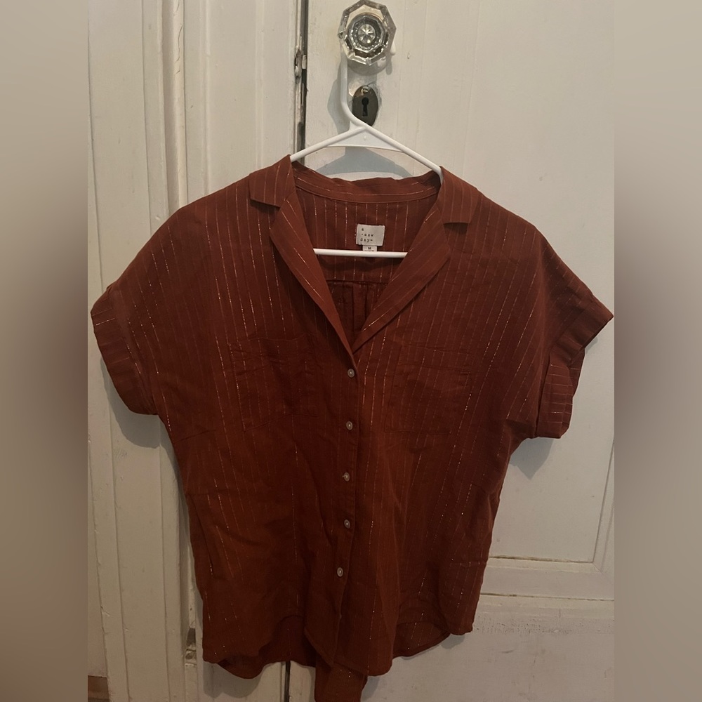 A New Day Orange Glitter Short Sleeve